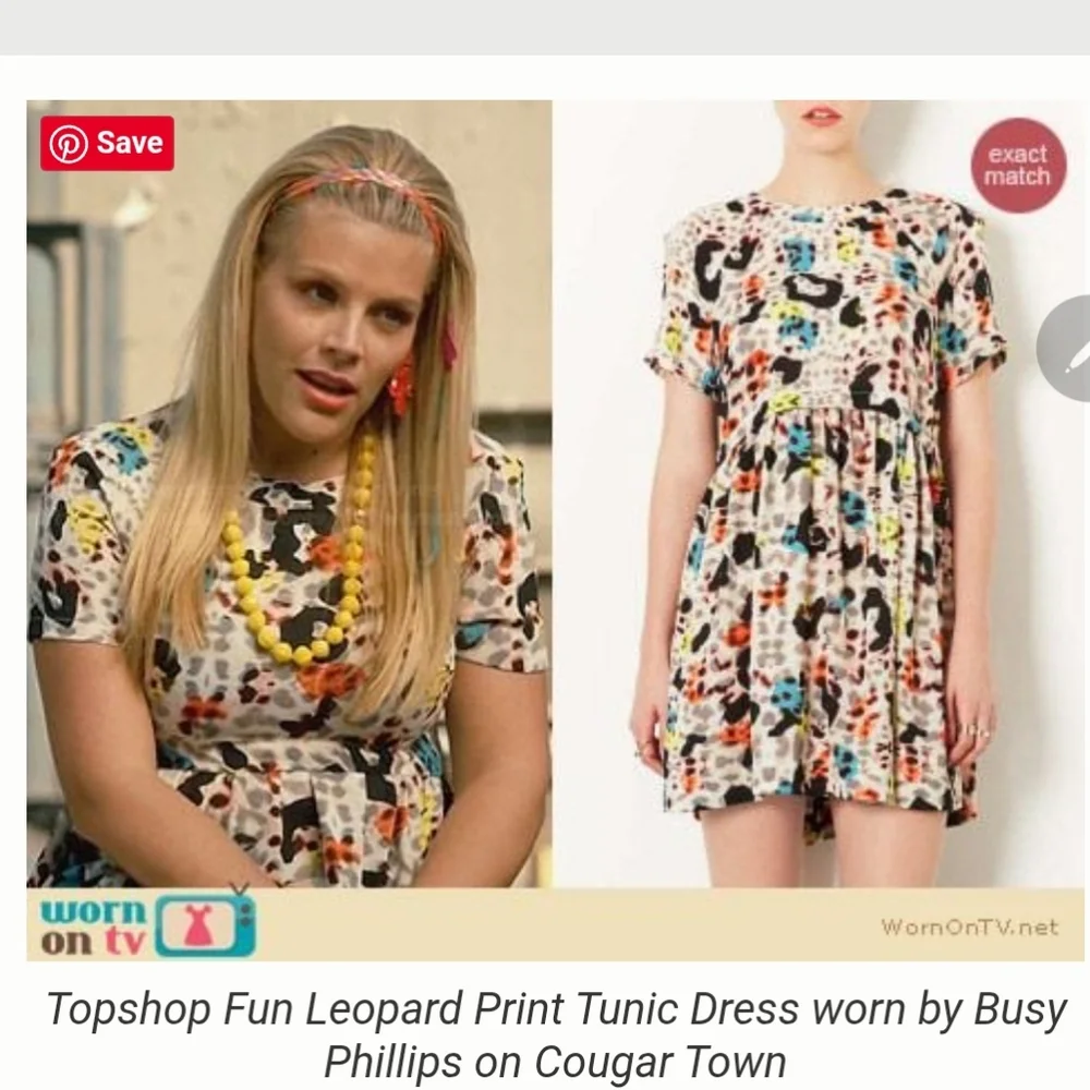Topshop Multicolor Leopard Print Short-Sleeve Tunic Dress Size 6 - Picture 4 of 11